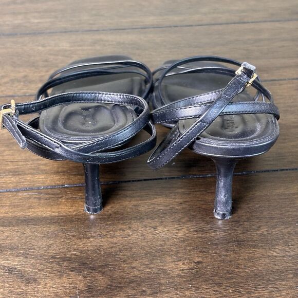 Open Edit Women's Strappy Sandals Size 9 Black Square Toe Kitten Heel - Picture 4 of 9